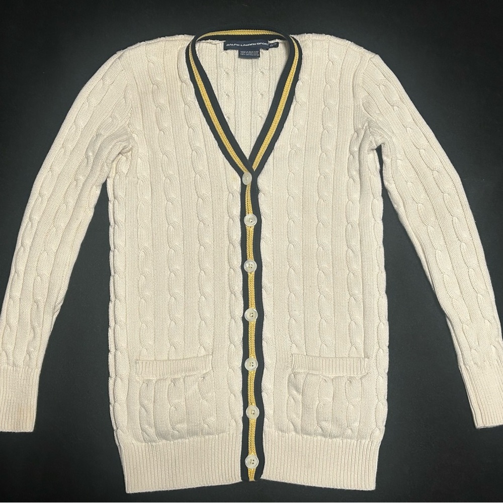 Vintage Ralph Lauren Polo Sport 1995 Cable Cotton Cardigan - Size XS